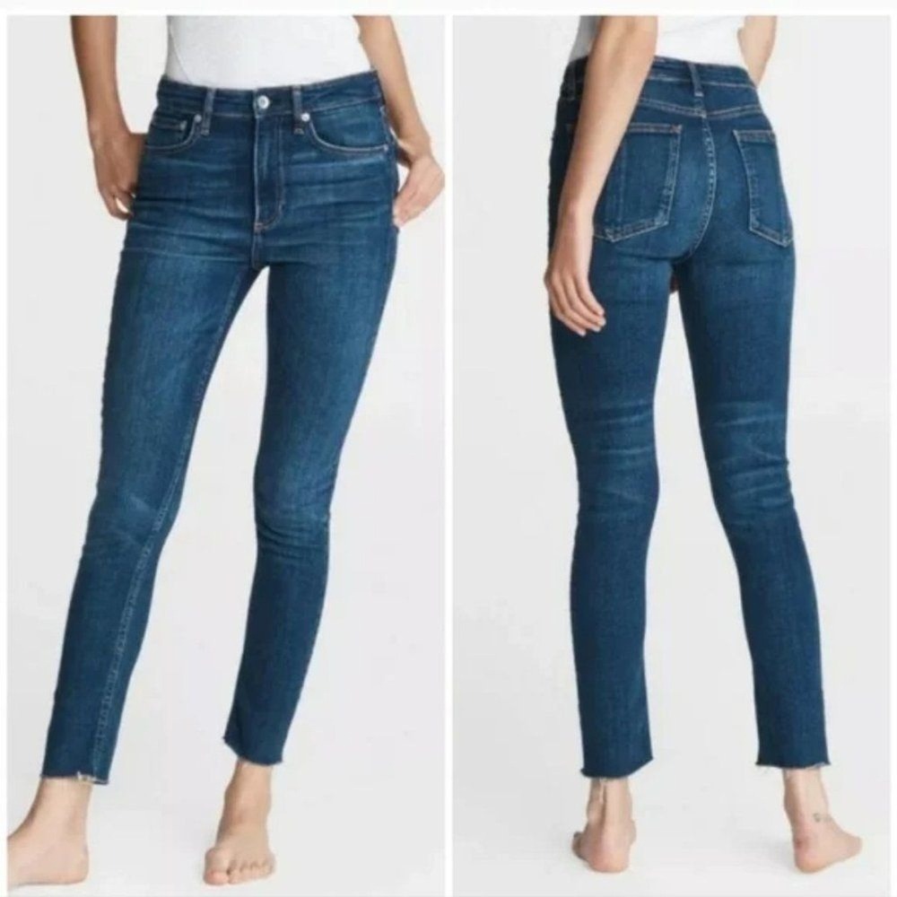 Rag & Bone 10 Inch Ankle Raw Hem Skinny Jeans in Mad River Size 27